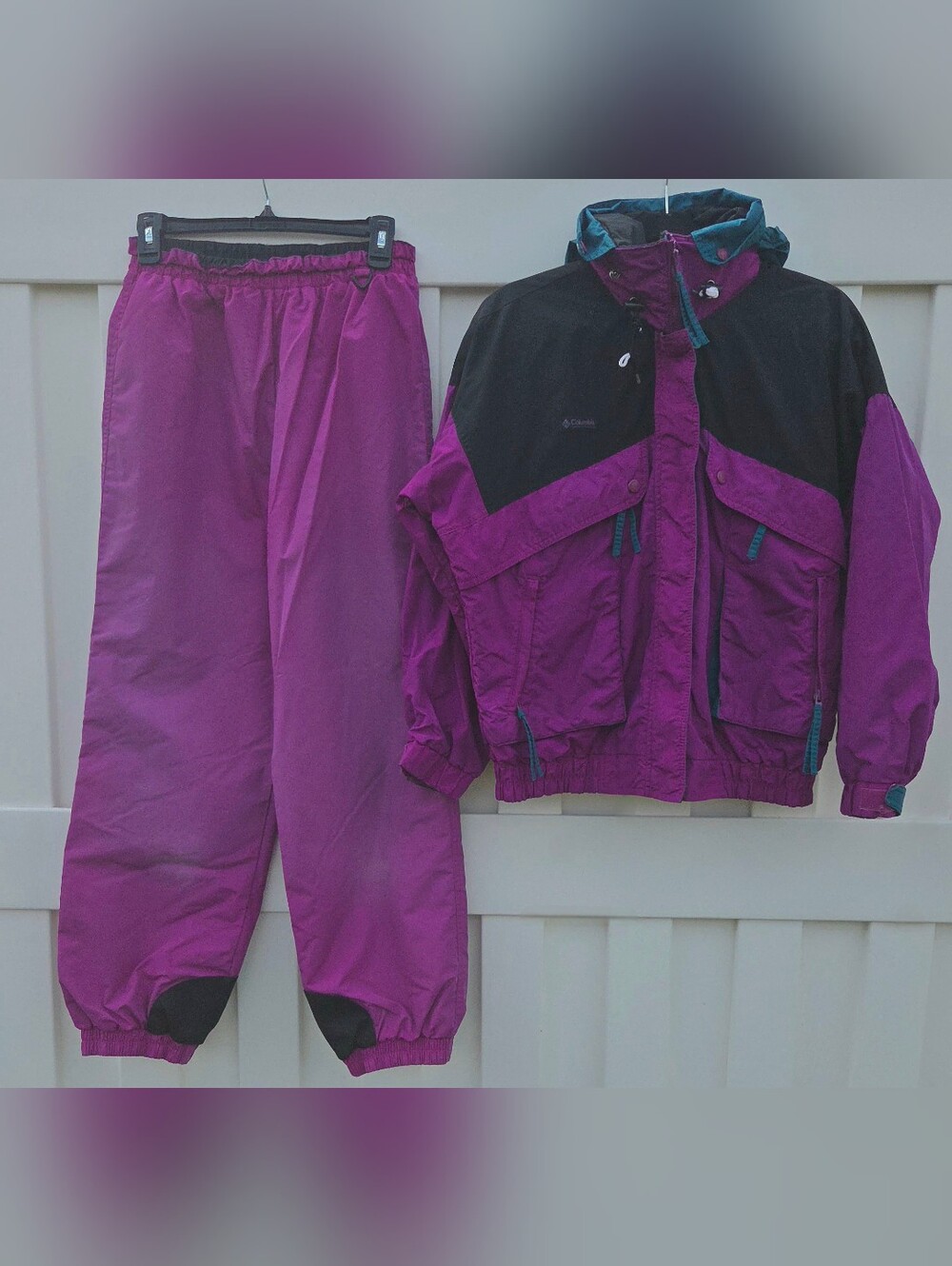 Vintage 90s Columbia Ski Jacket And Pant Set Black And Purple. Medium.